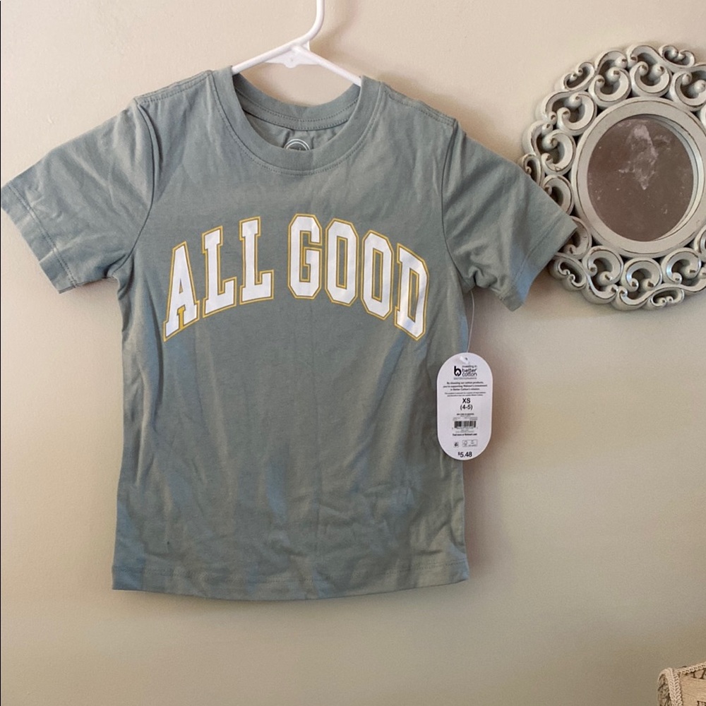 Wonder Nation Kids Tee - Green with White and Gold Text